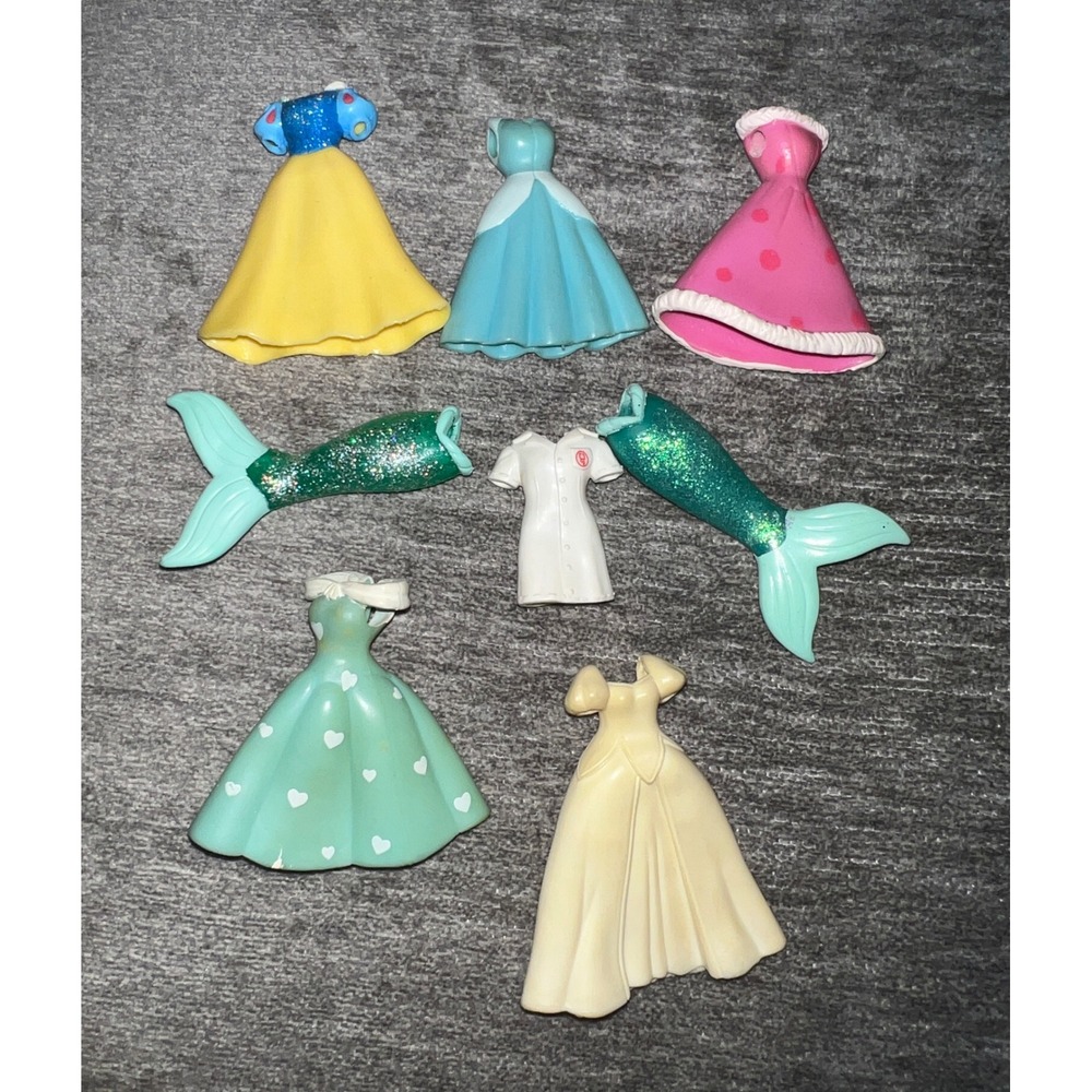 Disney Princess Soft rubber Doll Clothes Lot 8pc Mermaid Tails Dresses Outfits